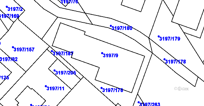 Parcela st. 3197/9 v KÚ Pelhřimov, Katastrální mapa