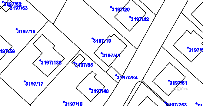 Parcela st. 3197/41 v KÚ Pelhřimov, Katastrální mapa