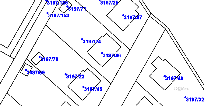 Parcela st. 3197/46 v KÚ Pelhřimov, Katastrální mapa