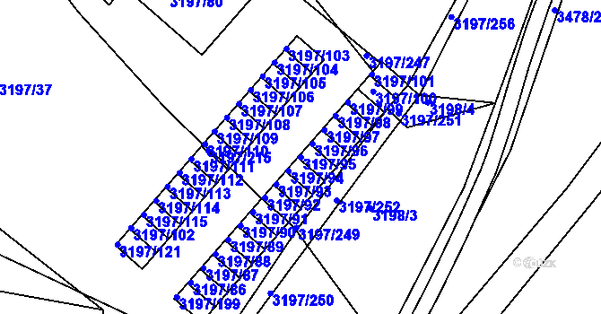 Parcela st. 3197/95 v KÚ Pelhřimov, Katastrální mapa