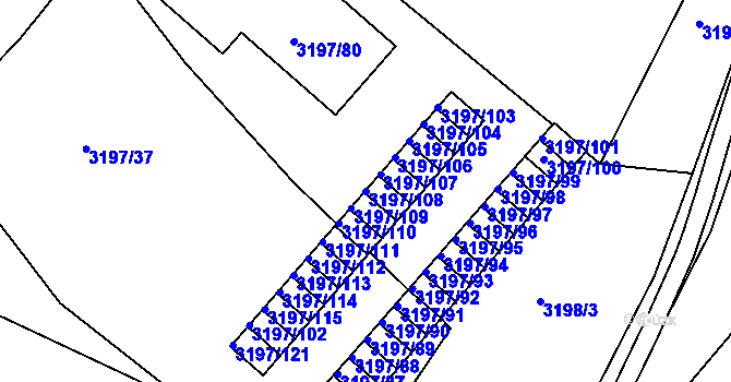 Parcela st. 3197/108 v KÚ Pelhřimov, Katastrální mapa