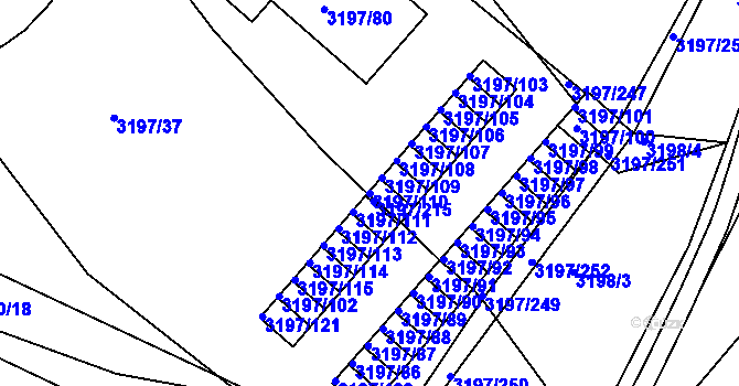 Parcela st. 3197/110 v KÚ Pelhřimov, Katastrální mapa