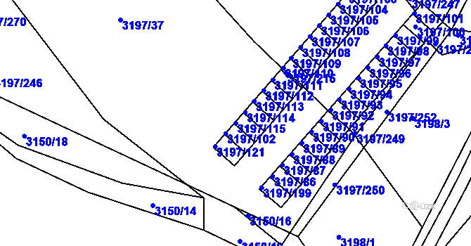 Parcela st. 3197/115 v KÚ Pelhřimov, Katastrální mapa