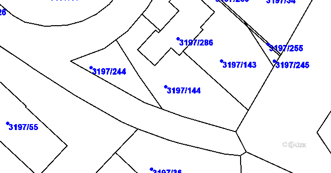 Parcela st. 3197/144 v KÚ Pelhřimov, Katastrální mapa