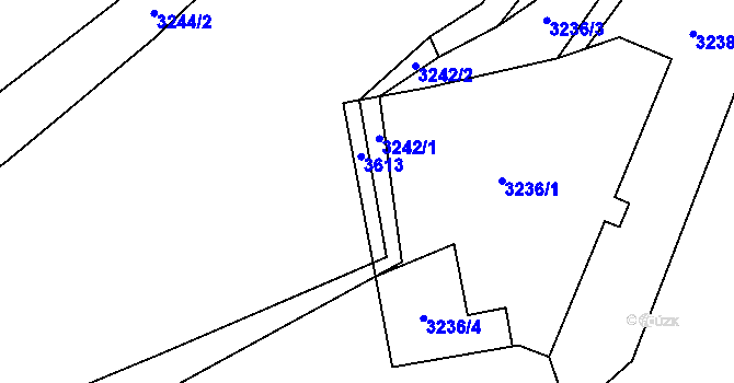 Parcela st. 3236/2 v KÚ Pelhřimov, Katastrální mapa