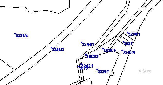 Parcela st. 3244/1 v KÚ Pelhřimov, Katastrální mapa