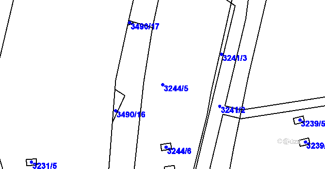 Parcela st. 3244/5 v KÚ Pelhřimov, Katastrální mapa