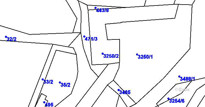 Parcela st. 3250/2 v KÚ Pelhřimov, Katastrální mapa