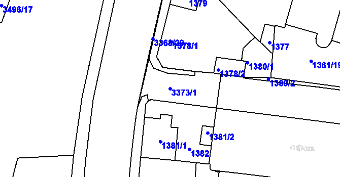 Parcela st. 3373/1 v KÚ Pelhřimov, Katastrální mapa