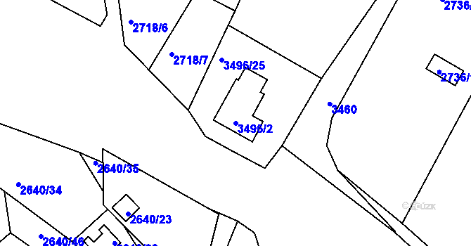Parcela st. 3496/2 v KÚ Pelhřimov, Katastrální mapa