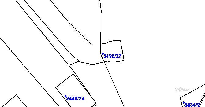 Parcela st. 3496/27 v KÚ Pelhřimov, Katastrální mapa