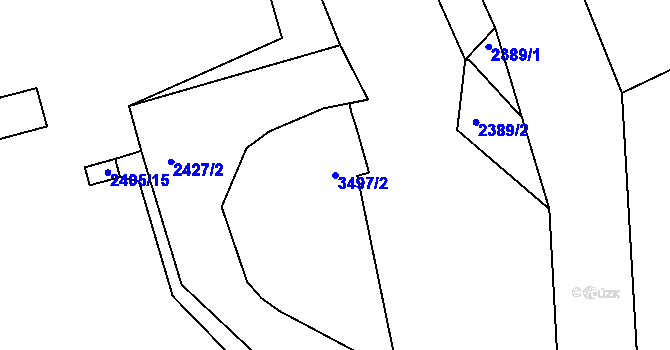 Parcela st. 3497/2 v KÚ Pelhřimov, Katastrální mapa