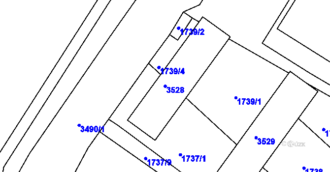 Parcela st. 3528 v KÚ Pelhřimov, Katastrální mapa