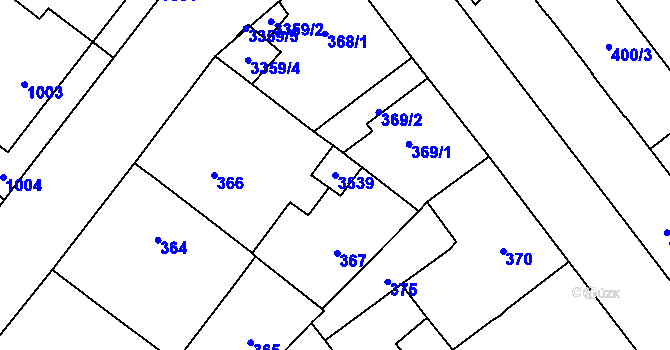 Parcela st. 3539 v KÚ Pelhřimov, Katastrální mapa