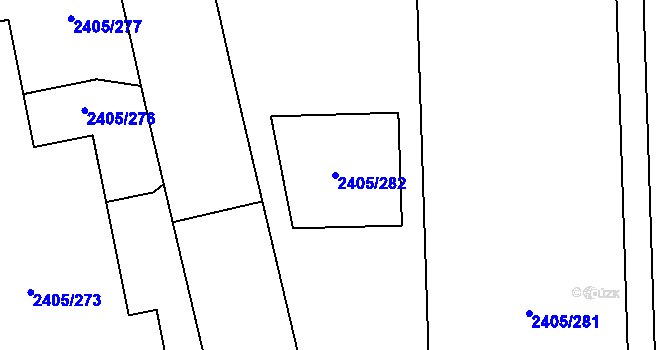 Parcela st. 2405/282 v KÚ Pelhřimov, Katastrální mapa