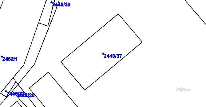 Parcela st. 2448/37 v KÚ Pelhřimov, Katastrální mapa