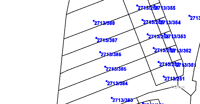 Parcela st. 2713/386 v KÚ Pelhřimov, Katastrální mapa