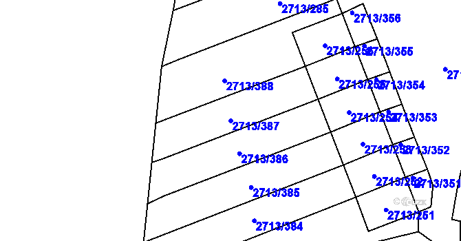 Parcela st. 2713/387 v KÚ Pelhřimov, Katastrální mapa
