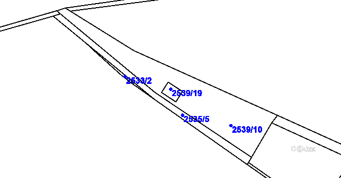 Parcela st. 2539/19 v KÚ Pelhřimov, Katastrální mapa
