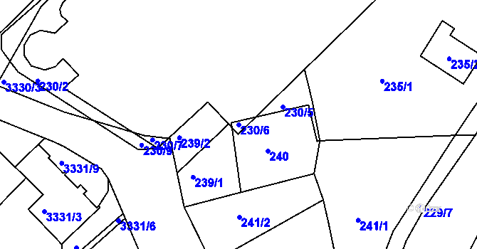 Parcela st. 230/6 v KÚ Pelhřimov, Katastrální mapa