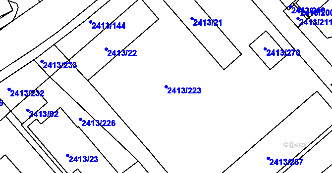 Parcela st. 2413/223 v KÚ Pelhřimov, Katastrální mapa