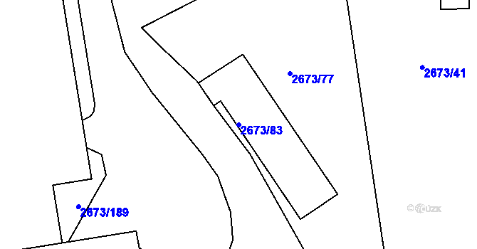 Parcela st. 2673/83 v KÚ Pelhřimov, Katastrální mapa