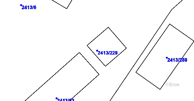 Parcela st. 2413/228 v KÚ Pelhřimov, Katastrální mapa