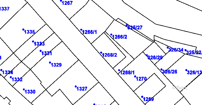 Parcela st. 1268/2 v KÚ Pelhřimov, Katastrální mapa