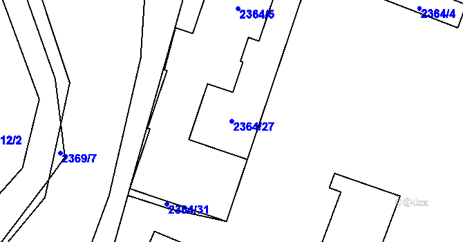 Parcela st. 2364/27 v KÚ Pelhřimov, Katastrální mapa