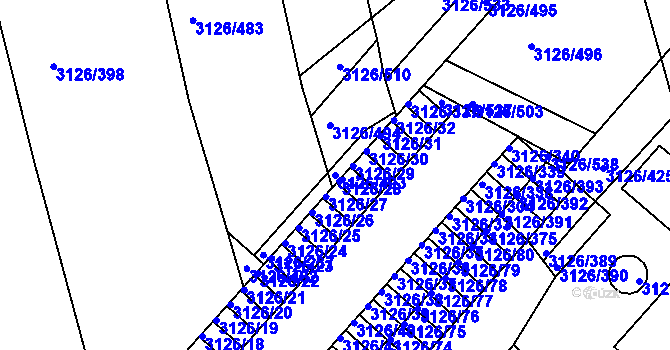 Parcela st. 3126/493 v KÚ Pelhřimov, Katastrální mapa