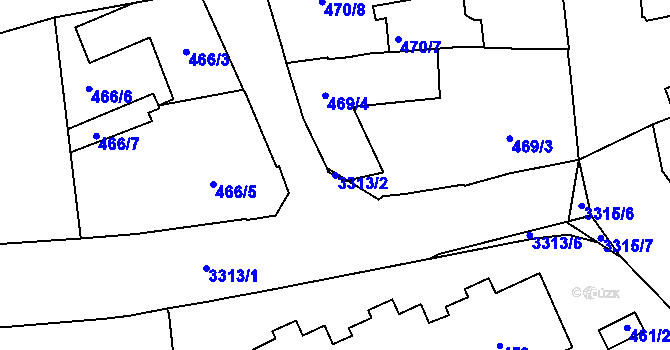 Parcela st. 3313/2 v KÚ Pelhřimov, Katastrální mapa