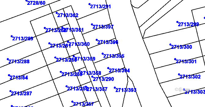 Parcela st. 2713/395 v KÚ Pelhřimov, Katastrální mapa