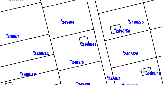 Parcela st. 2498/41 v KÚ Pelhřimov, Katastrální mapa