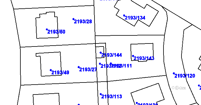 Parcela st. 2193/144 v KÚ Pelhřimov, Katastrální mapa