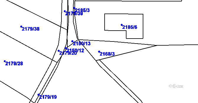Parcela st. 2168/3 v KÚ Pelhřimov, Katastrální mapa