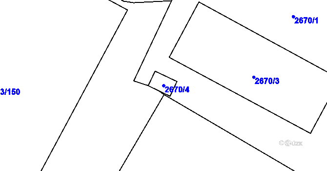 Parcela st. 2670/4 v KÚ Pelhřimov, Katastrální mapa