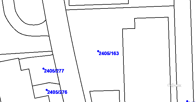 Parcela st. 2405/163 v KÚ Pelhřimov, Katastrální mapa