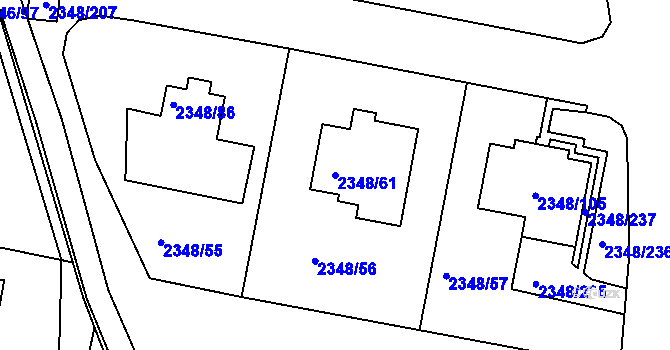 Parcela st. 2348/61 v KÚ Pelhřimov, Katastrální mapa