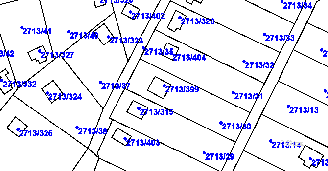 Parcela st. 2713/399 v KÚ Pelhřimov, Katastrální mapa
