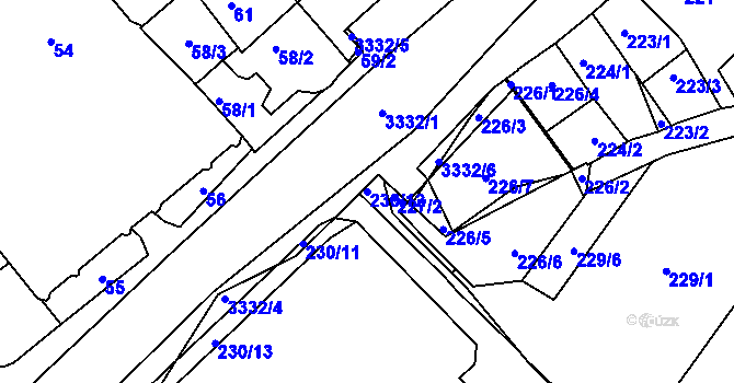 Parcela st. 230/12 v KÚ Pelhřimov, Katastrální mapa