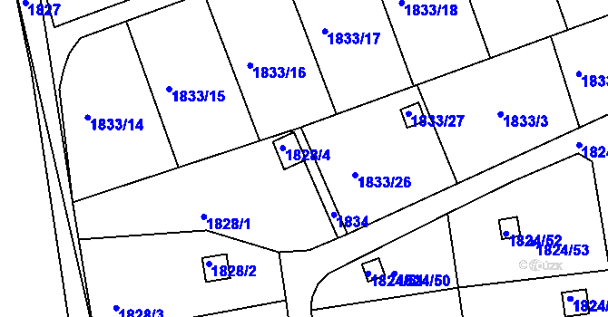 Parcela st. 1828/5 v KÚ Pelhřimov, Katastrální mapa