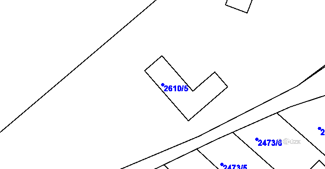 Parcela st. 2610/5 v KÚ Pelhřimov, Katastrální mapa
