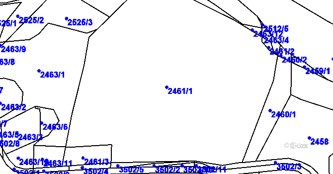 Parcela st. 2461/1 v KÚ Pelhřimov, Katastrální mapa