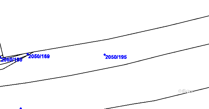 Parcela st. 2050/195 v KÚ Pelhřimov, Katastrální mapa
