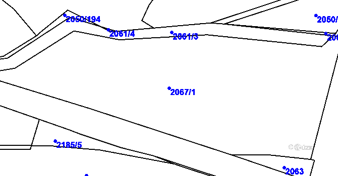 Parcela st. 2067/1 v KÚ Pelhřimov, Katastrální mapa