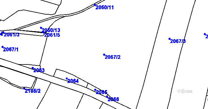 Parcela st. 2067/2 v KÚ Pelhřimov, Katastrální mapa