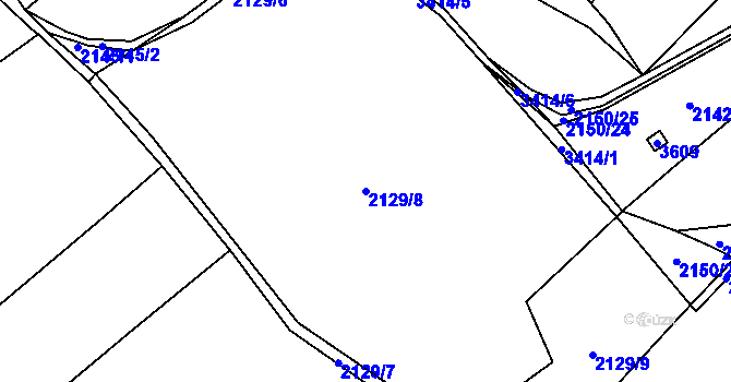 Parcela st. 2129/8 v KÚ Pelhřimov, Katastrální mapa