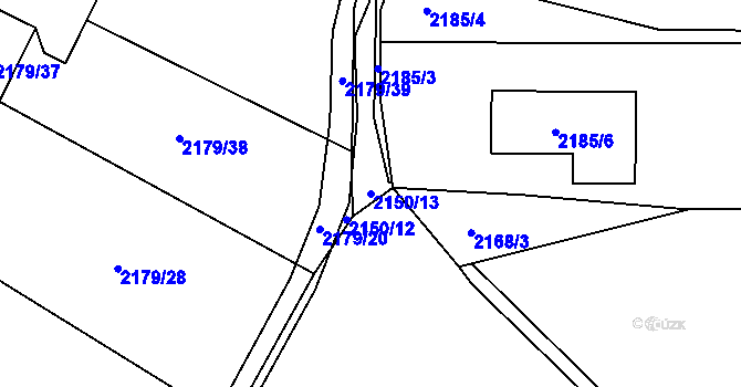Parcela st. 2150/13 v KÚ Pelhřimov, Katastrální mapa