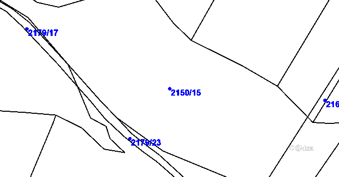 Parcela st. 2150/15 v KÚ Pelhřimov, Katastrální mapa