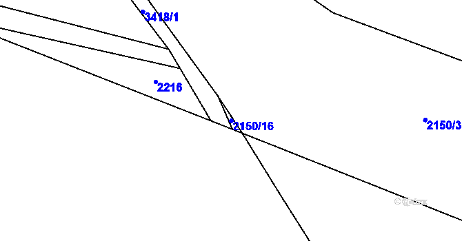 Parcela st. 2150/16 v KÚ Pelhřimov, Katastrální mapa